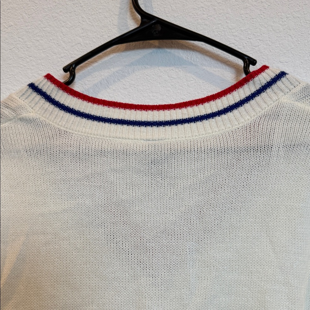 H&M Cream V-Neck Sweater with Red and Blue Trim - Picture 8 of 12